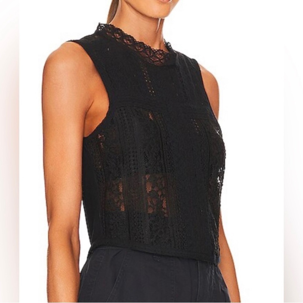 Free People Tea Party Black Lace Sleeveless Top - Picture 2 of 9